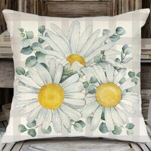 Floral Pillow Cover Decorative Case Farmhouse Cottage Summer Spring Decor 16x16